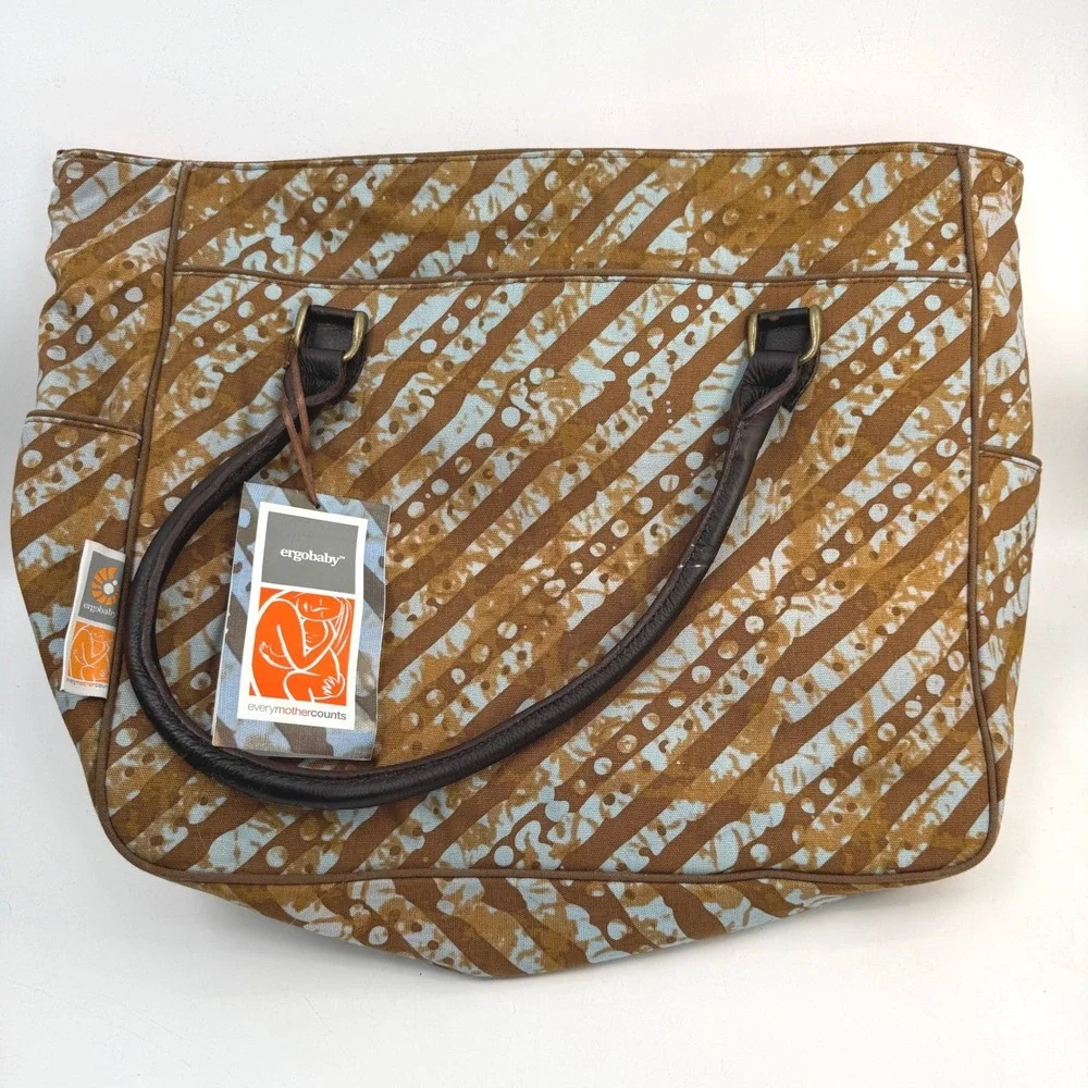 NWT Ergobaby EMC Diaper‎ Bag Rare Togo Print OS Boho Canvas Leather Indie Tribal